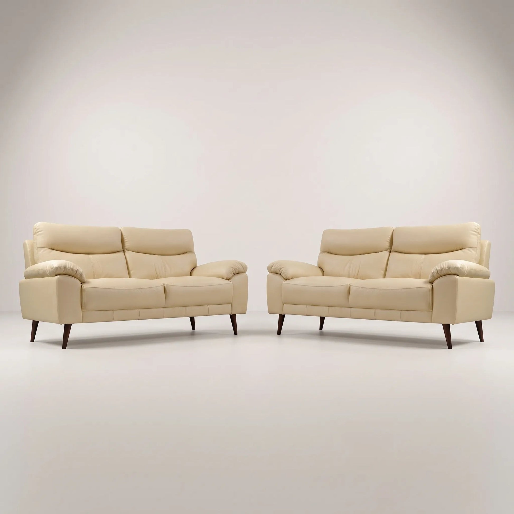Vantage Genuine Leather Cream 3+3 Seater Sofa Set - Furniture Instore