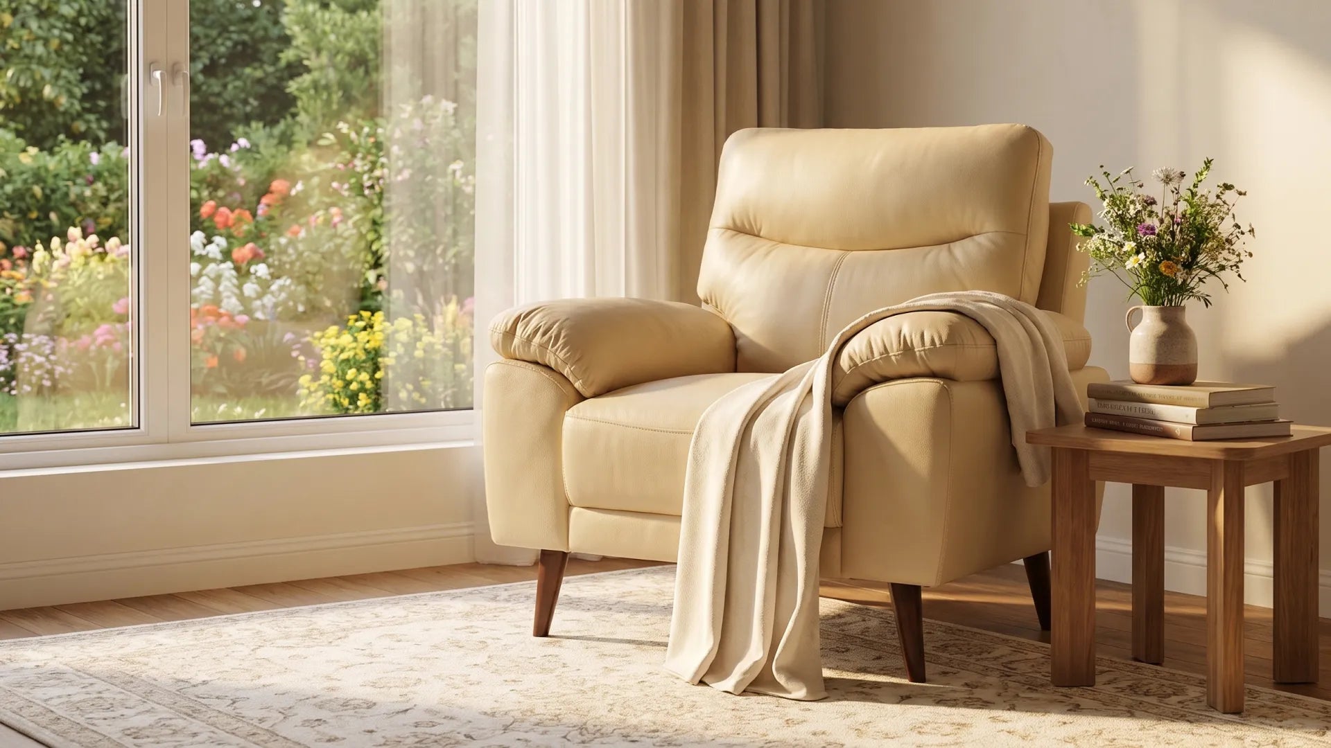 Vantage Genuine Leather Cream Armchair - Furniture Instore