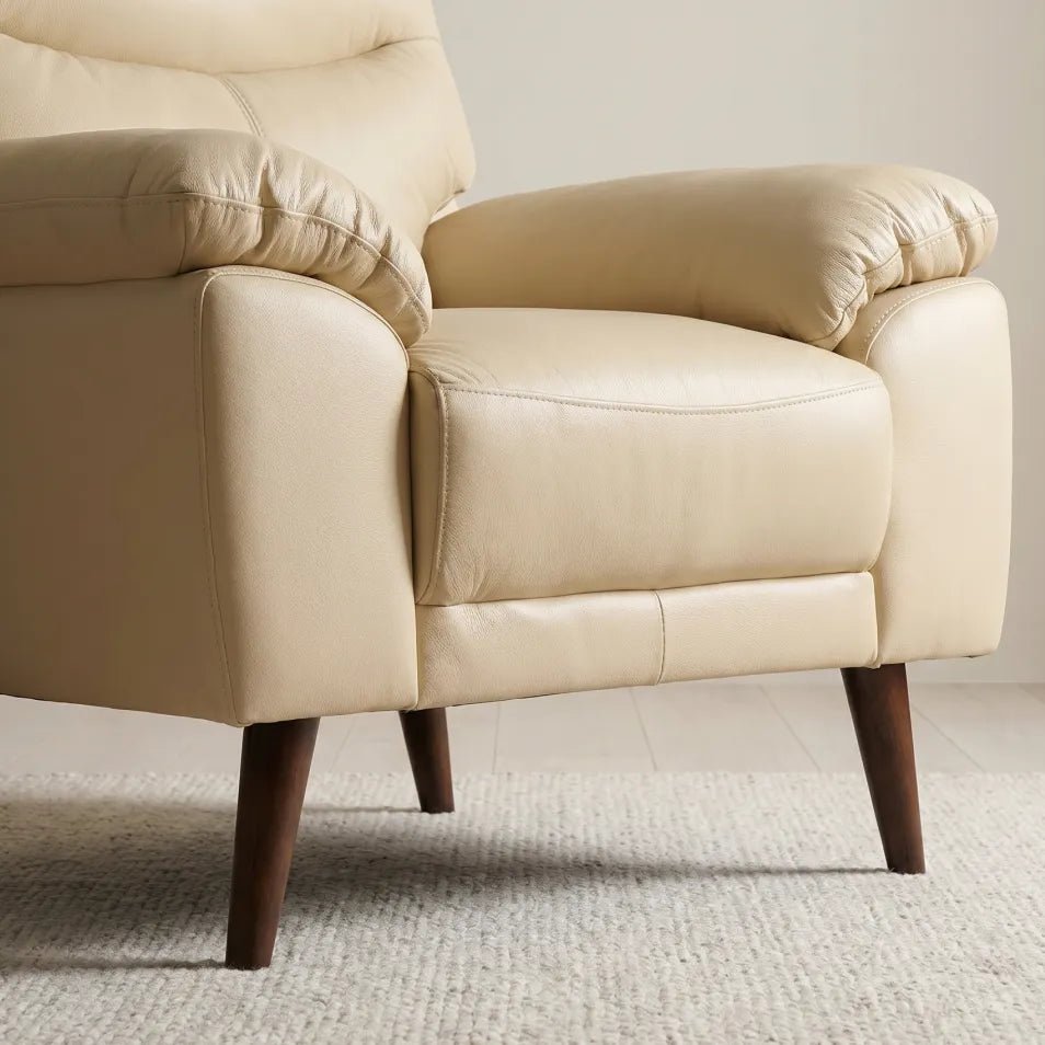 Vantage Genuine Leather Cream Armchair - Furniture Instore
