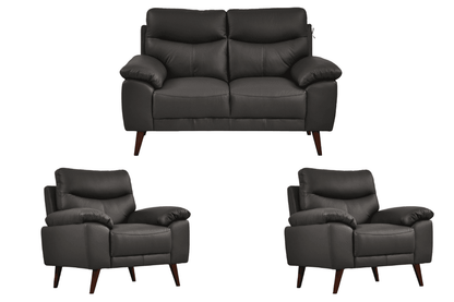 Vantage Genuine Leather Grey 2+1+1 Seater Sofa Set