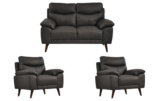 Vantage Genuine Leather Grey 2+1+1 Seater Sofa Set