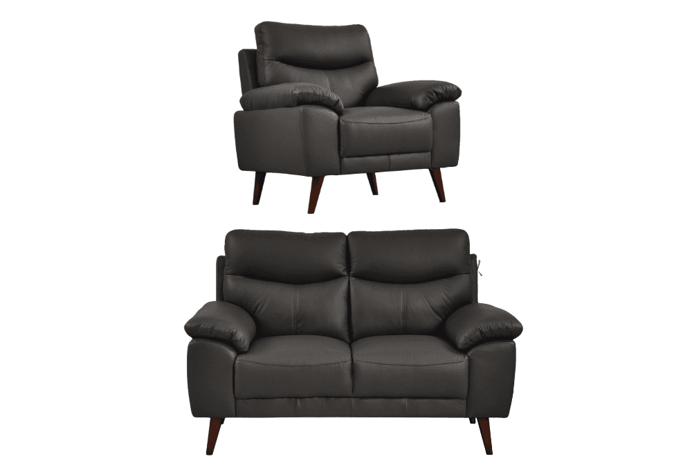 Vantage Genuine Leather Grey 2+1 Seater Sofa Set