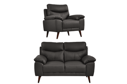 Vantage Genuine Leather Grey 2+1 Seater Sofa Set