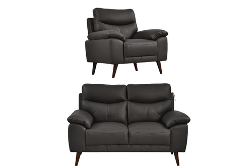 Vantage Genuine Leather Grey 2+1 Seater Sofa Set