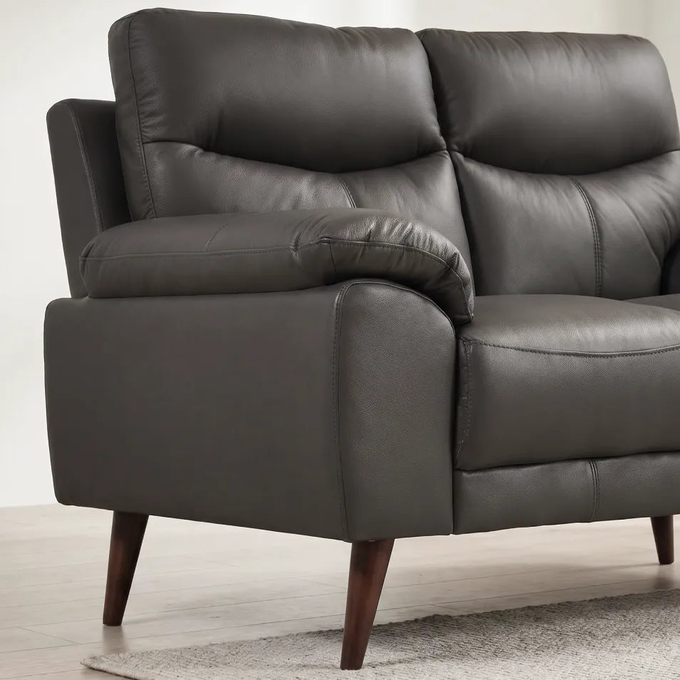 Vantage Genuine Leather Grey 2 Seater Sofa - Furniture Instore