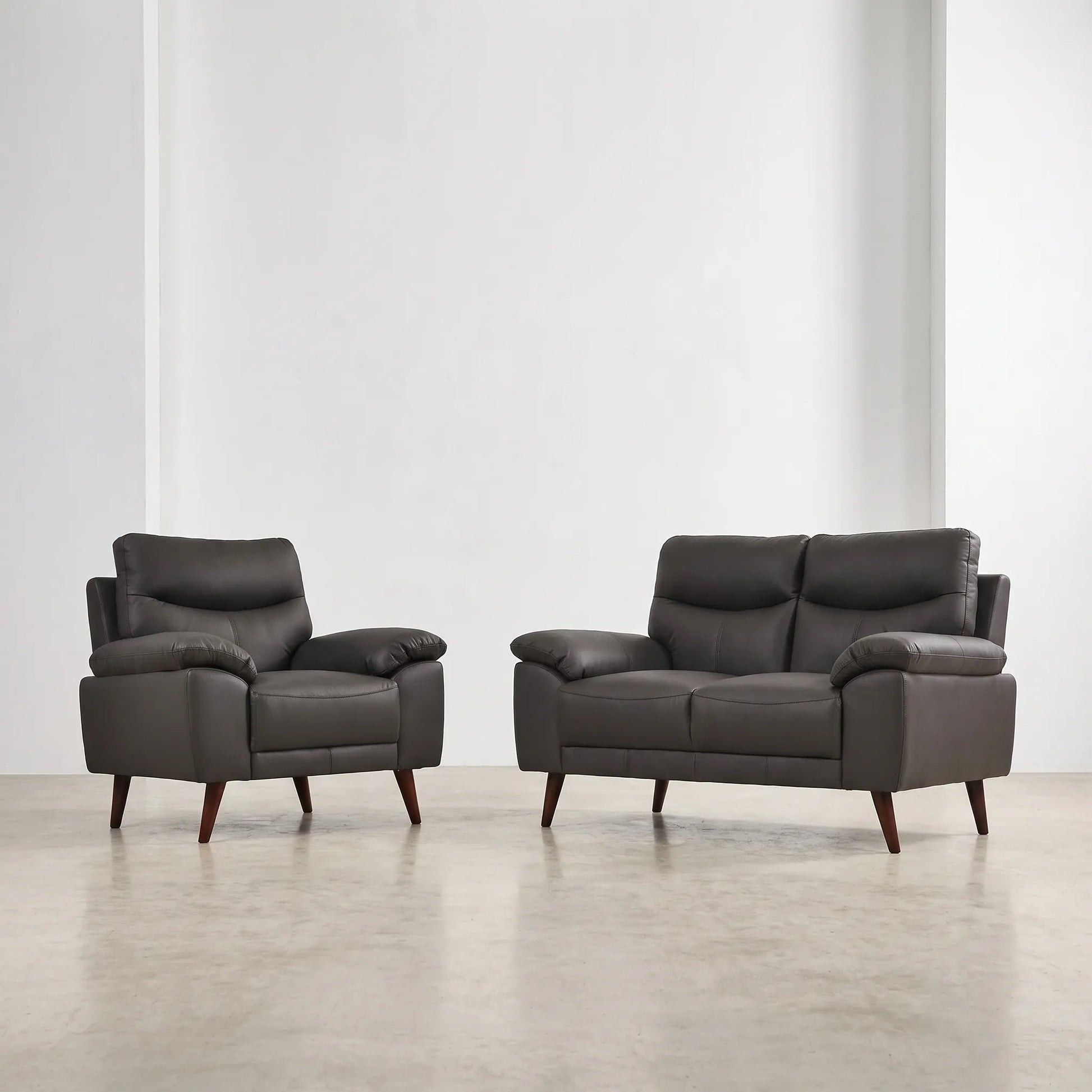 Vantage Genuine Leather Grey 2+1 Seater Sofa Set - Furniture Instore