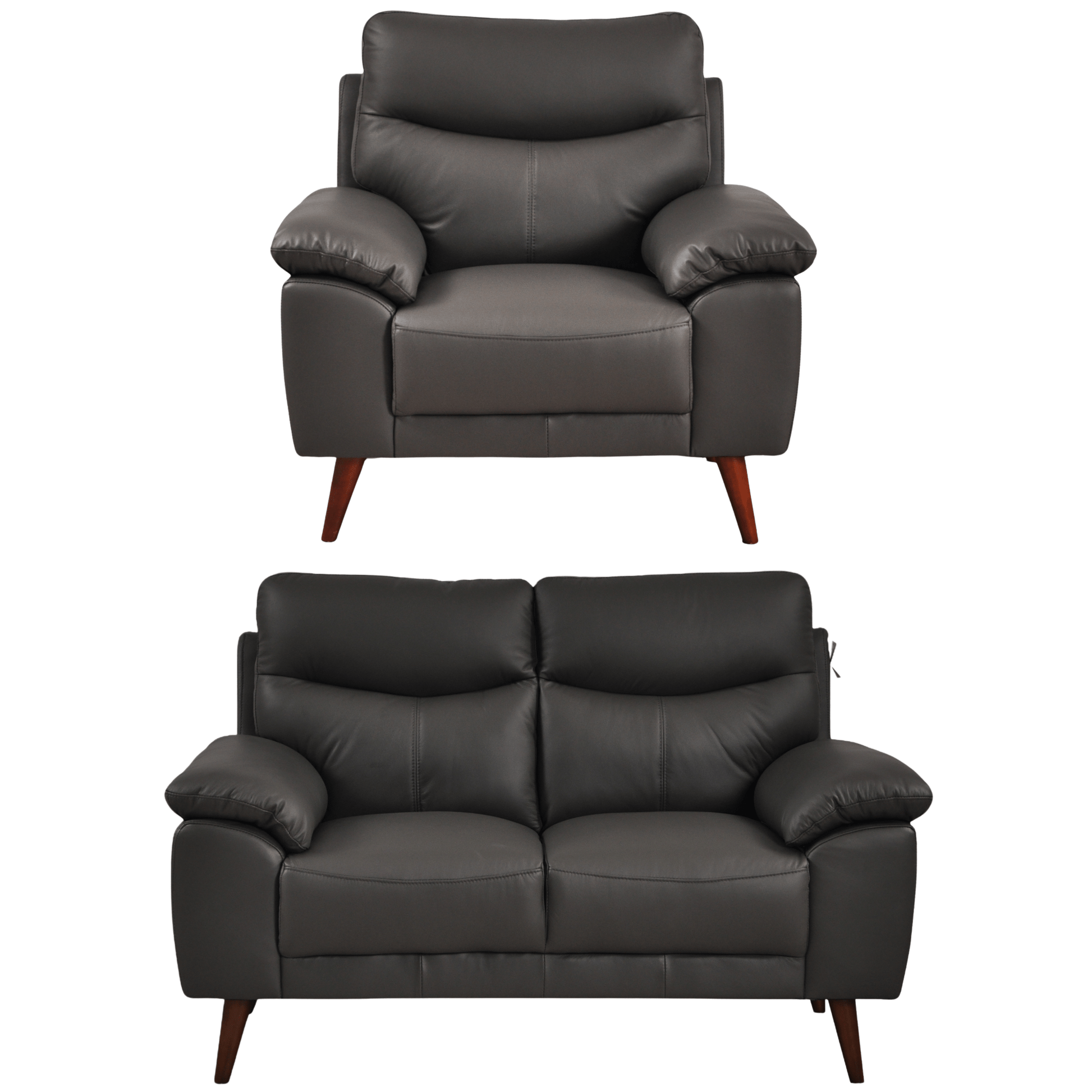 Vantage Grey 2+1 Sofa combo front facing on white background, showing cushions, clean lines, and modern design details