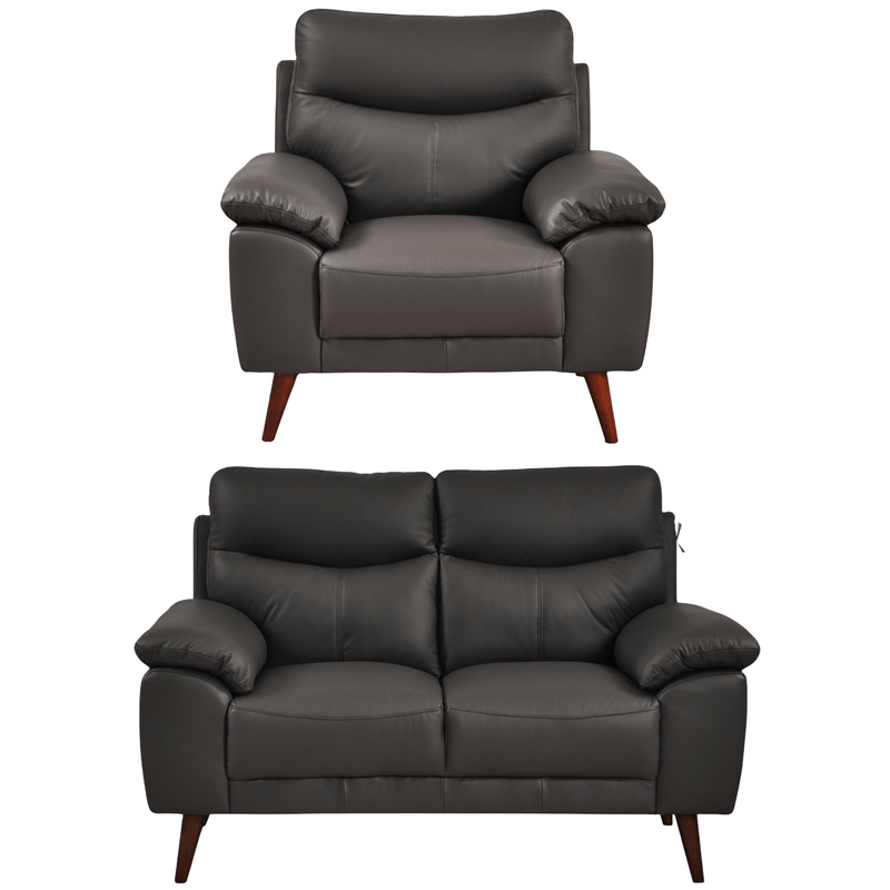 Vantage Grey 2+1 Sofa combo front facing on white background, showing cushions, clean lines, and modern design details