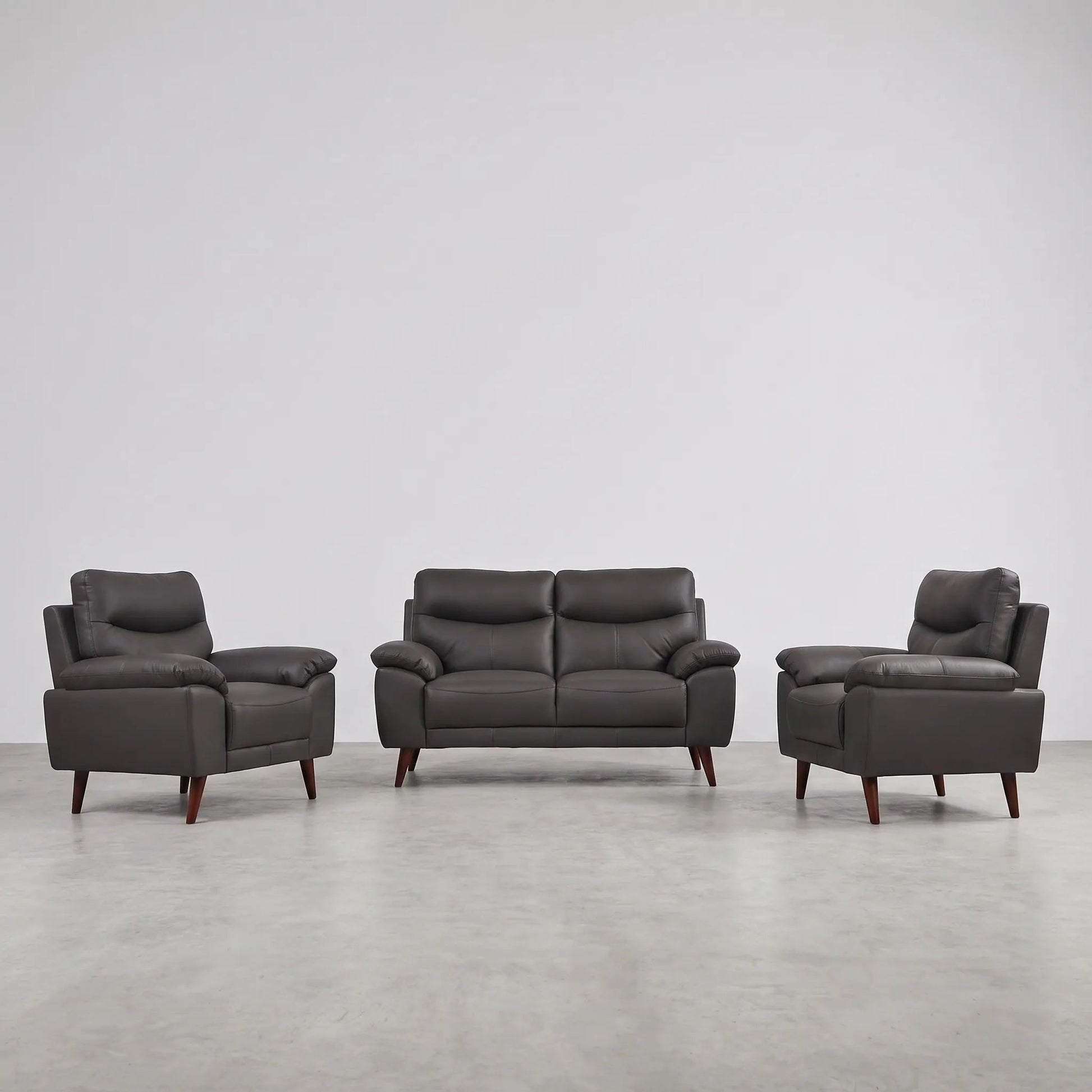 Vantage Genuine Leather Grey 2+1+1 Seater Sofa Set - Furniture Instore