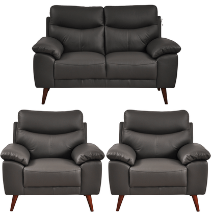 Vantage Grey 2+1+1 Sofa combo front facing on white background, showing cushions, clean lines, and modern design details