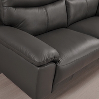 Vantage Grey 2-Seater Sofa close-up in living room set, highlighting cushions, fabric texture, and modern design details