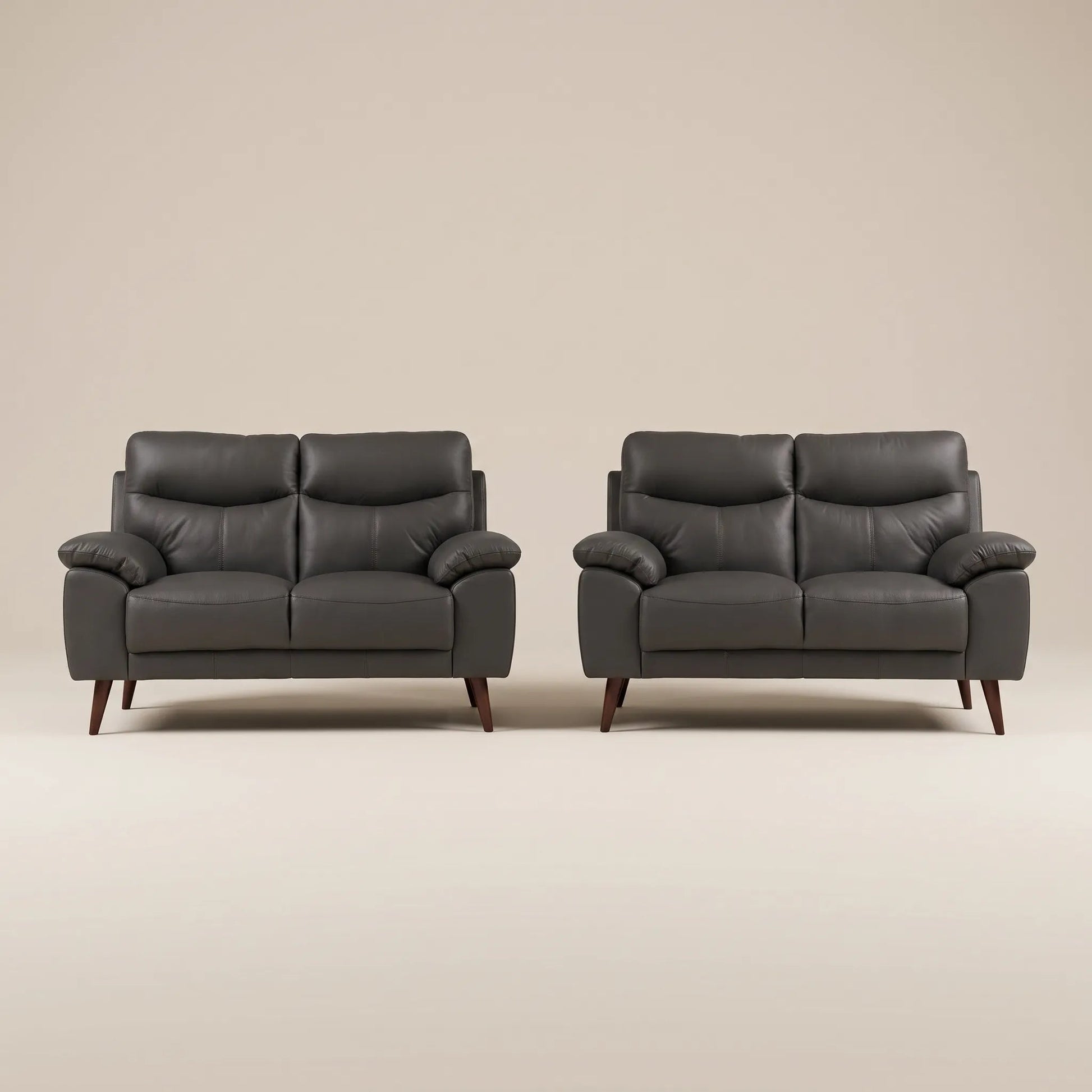 Vantage Genuine Leather Grey 2+2 Seater Sofa Set - Furniture Instore