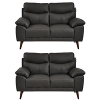 Vantage Genuine Leather Grey 2+2 Seater Sofa Set