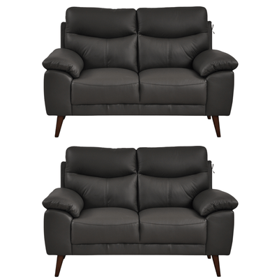 Vantage Genuine Leather Grey 2+2 Seater Sofa Set