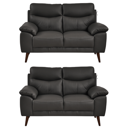 Vantage Grey 2+2 Sofa combo front facing on white background, showing cushions, clean lines, and modern design details