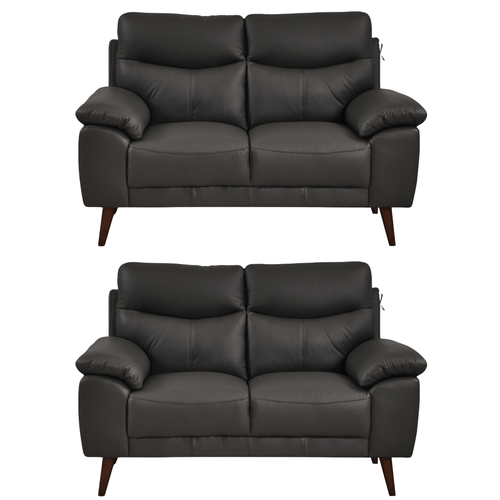 Vantage Genuine Leather Grey 2+2 Seater Sofa Set