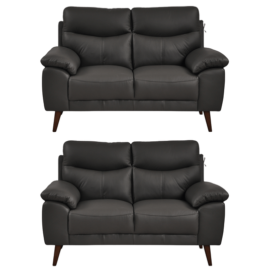 Vantage Grey 2+2 Sofa combo front facing on white background, showing cushions, clean lines, and modern design details