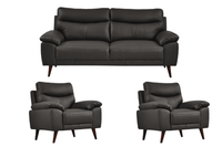 Vantage Genuine Leather Grey 3+1+1 Seater Sofa Set