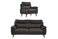 Vantage Genuine Leather Grey 3+1 Seater Sofa Set