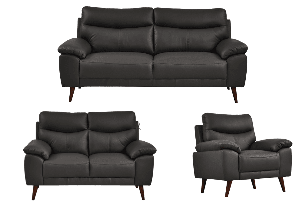 Vantage Genuine Leather Grey 3+2+1 Seater Sofa Set