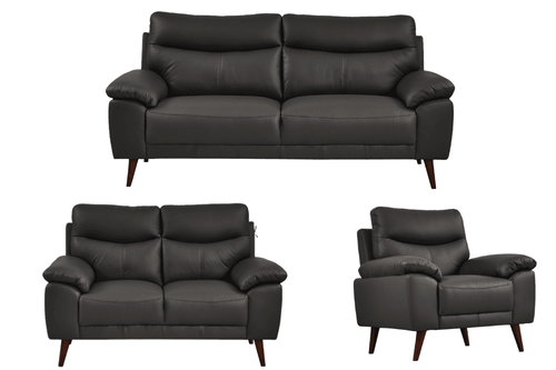Vantage Genuine Leather Grey 3+2+1 Seater Sofa Set