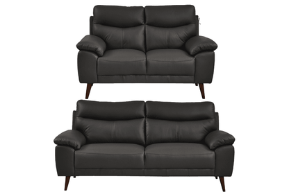Vantage Genuine Leather Grey 3+2 Seater Sofa Set