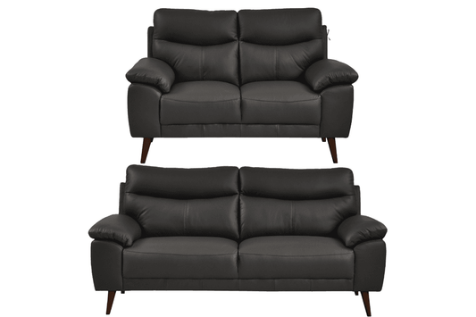 Vantage Genuine Leather Grey 3+2 Seater Sofa Set