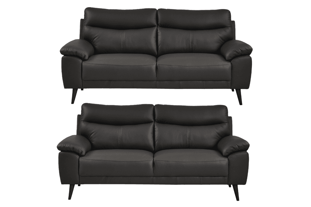 Vantage Genuine Leather Grey 3+3 Seater Sofa Set