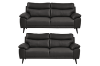 Vantage Genuine Leather Grey 3+3 Seater Sofa Set