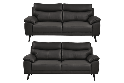 Vantage Genuine Leather Grey 3+3 Seater Sofa Set