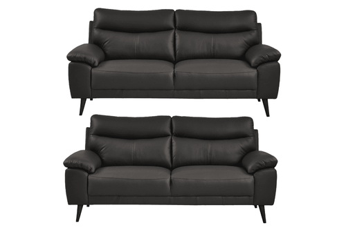 Vantage Genuine Leather Grey 3+3 Seater Sofa Set