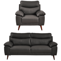 Vantage Genuine Leather Grey 3+1 Seater Sofa Set
