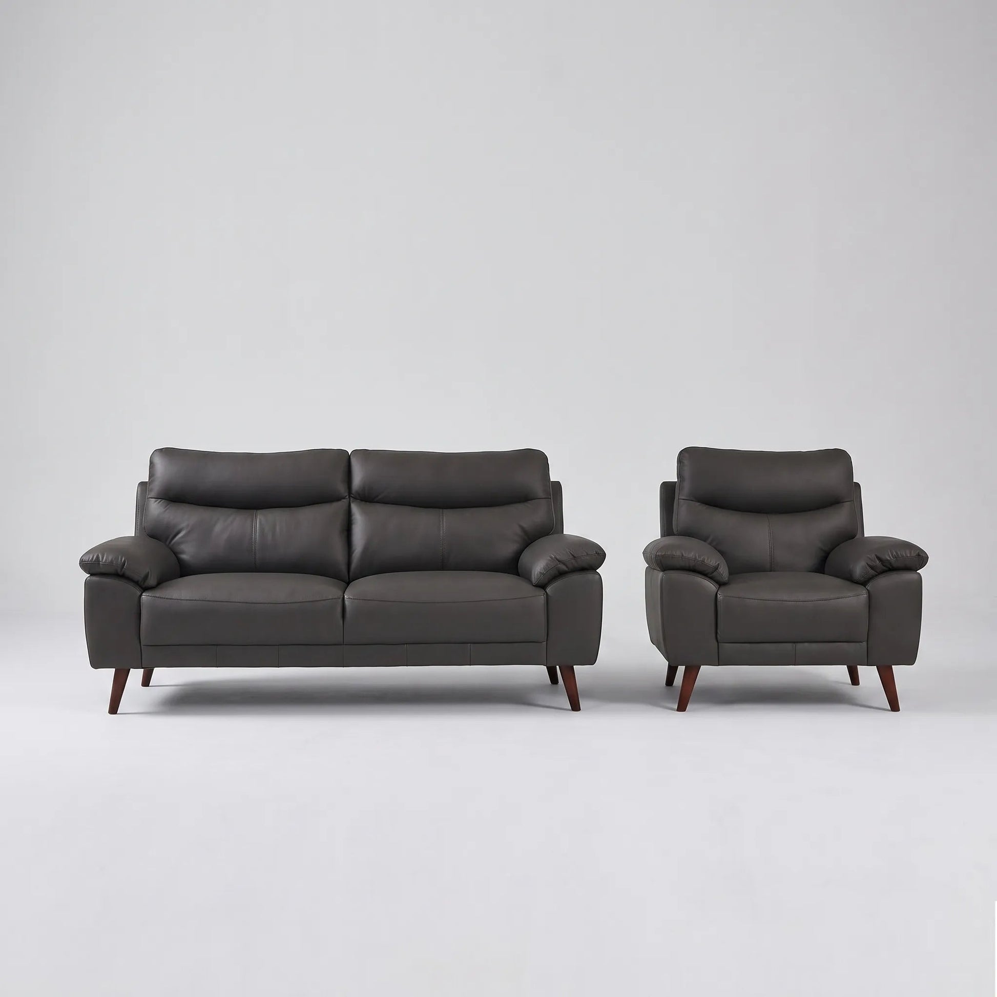 Vantage Genuine Leather Grey 3+1 Seater Sofa Set - Furniture Instore