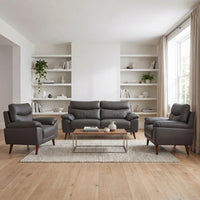 Vantage Genuine Leather Grey 3+1+1 Seater Sofa Set - Furniture Instore