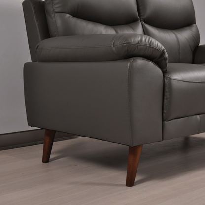 Vantage Grey 2-Seater Sofa close-up in living room set, highlighting cushions, fabric texture, and contemporary design details