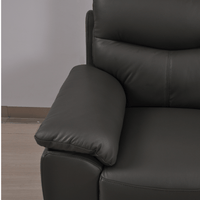 Vantage Grey 2-Seater Sofa close-up angled view in living room set, showcasing cushions, fabric texture, and modern design details