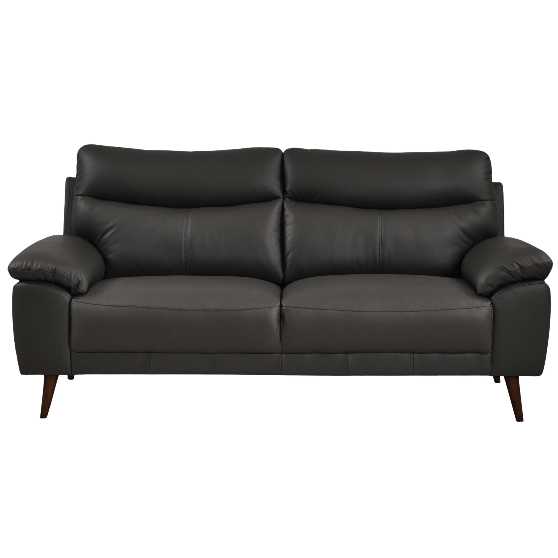 Vantage Grey 3-Seater Sofa front facing on white background, showing cushions, clean lines, and modern design details