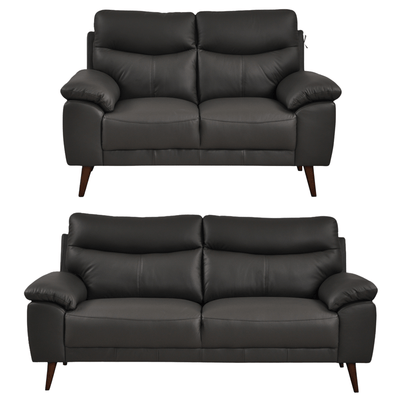 Vantage Genuine Leather Grey 3+2 Seater Sofa Set