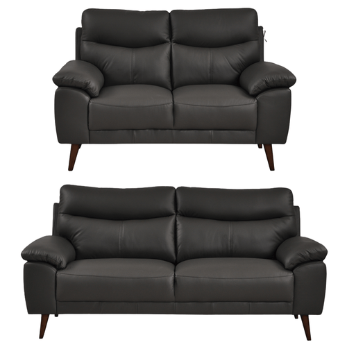 Vantage Genuine Leather Grey 3+2 Seater Sofa Set