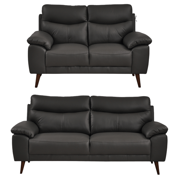 Vantage Genuine Leather Grey 3+2 Seater Sofa Set