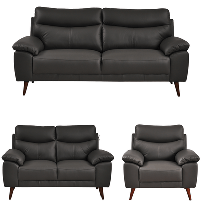 Vantage Genuine Leather Grey 3+2+1 Seater Sofa Set