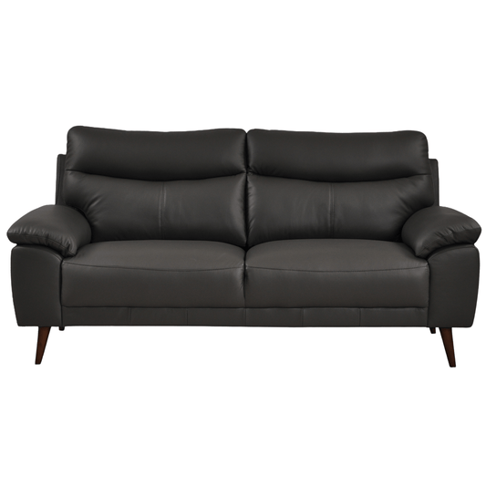Vantage Grey 3-Seater Sofa front facing on white background, showing cushions, clean lines, and modern design details