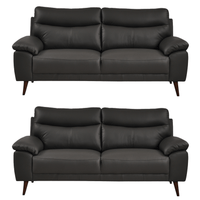 Vantage Genuine Leather Grey 3+3 Seater Sofa Set