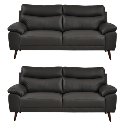 Vantage Grey 3+3 Sofa combo front facing on white background, showing cushions, clean lines, and modern design details