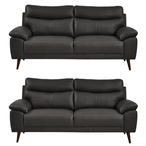 Vantage Genuine Leather Grey 3+3 Seater Sofa Set