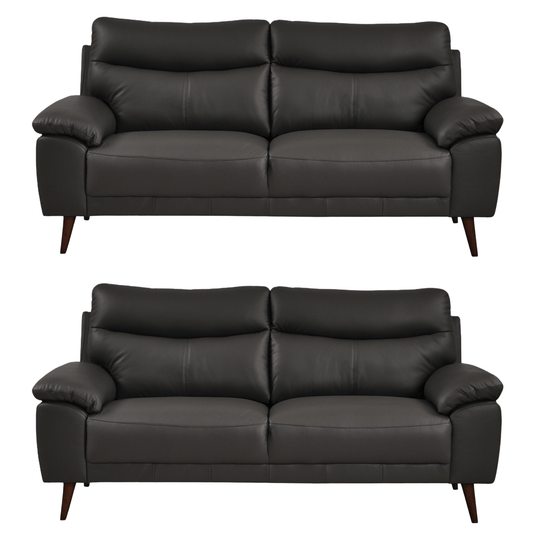 Vantage Grey 3+3 Sofa combo front facing on white background, showing cushions, clean lines, and modern design details