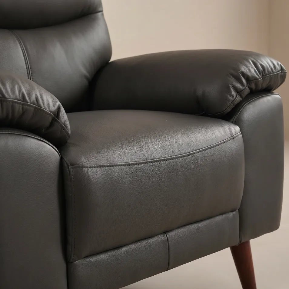 Vantage Genuine Leather Grey Armchair - Furniture Instore