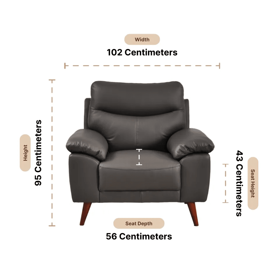 Vantage Genuine Leather Grey Armchair - Furniture Instore