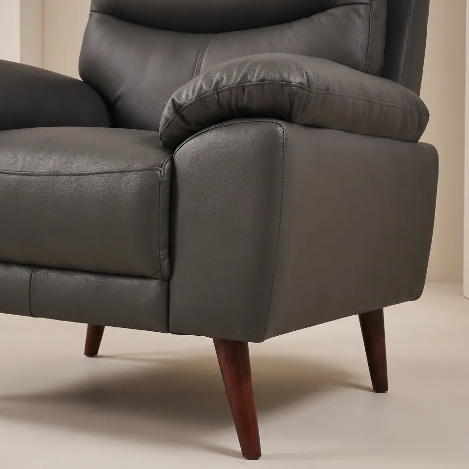 Vantage Genuine Leather Grey Armchair - Furniture Instore