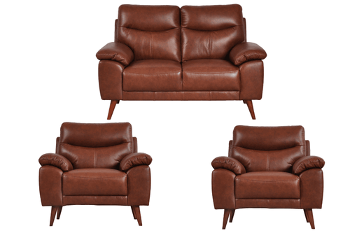 Vantage Genuine Leather Tan 2+1+1 Seater Sofa Set
